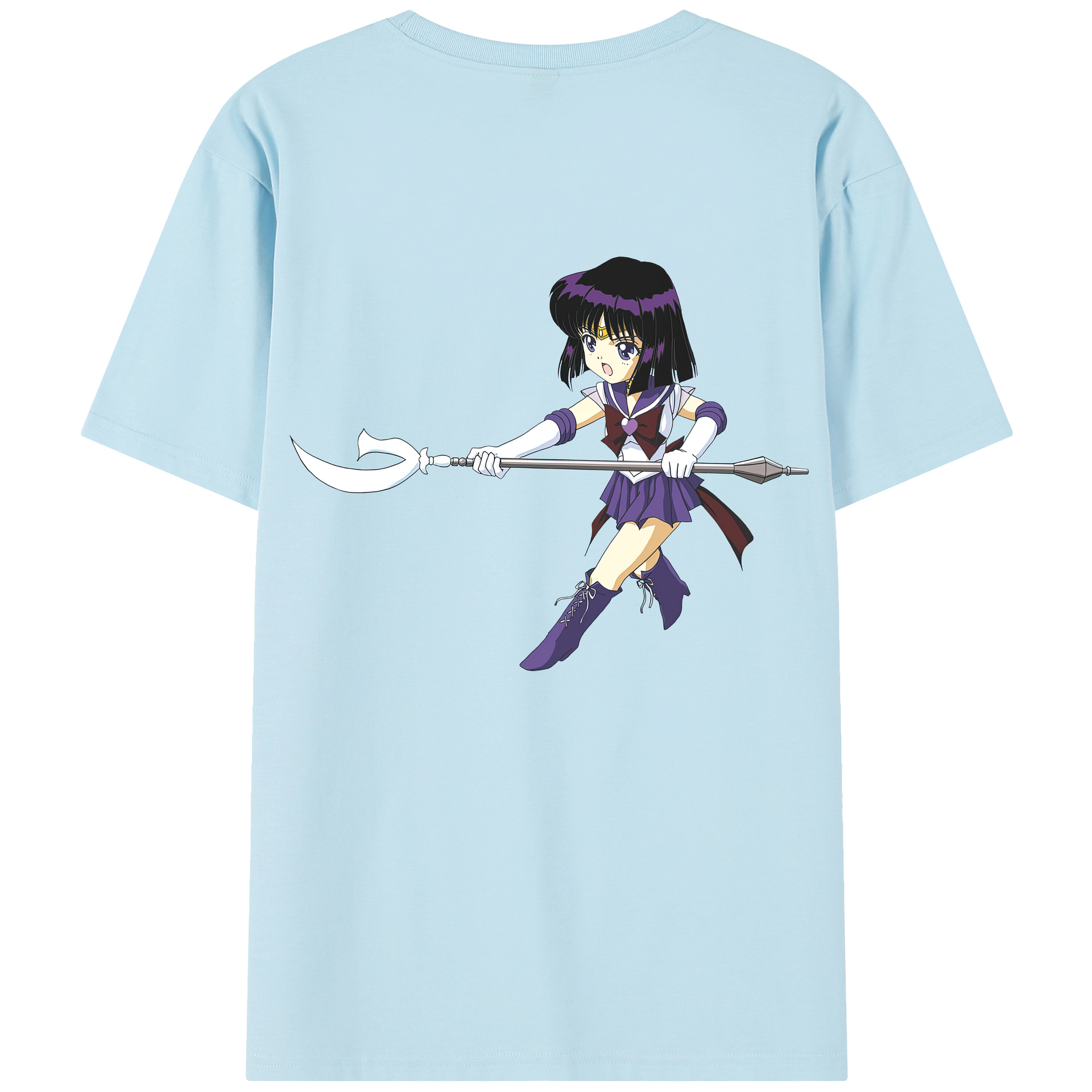 （画像用） 美少女戦士セーラームーン 土萠ほたる Sailor Moon Tomoe Hotaru （セーラーサターン；Sailor Saturn） 綿100％半袖Tシャツ（背面プリント）
